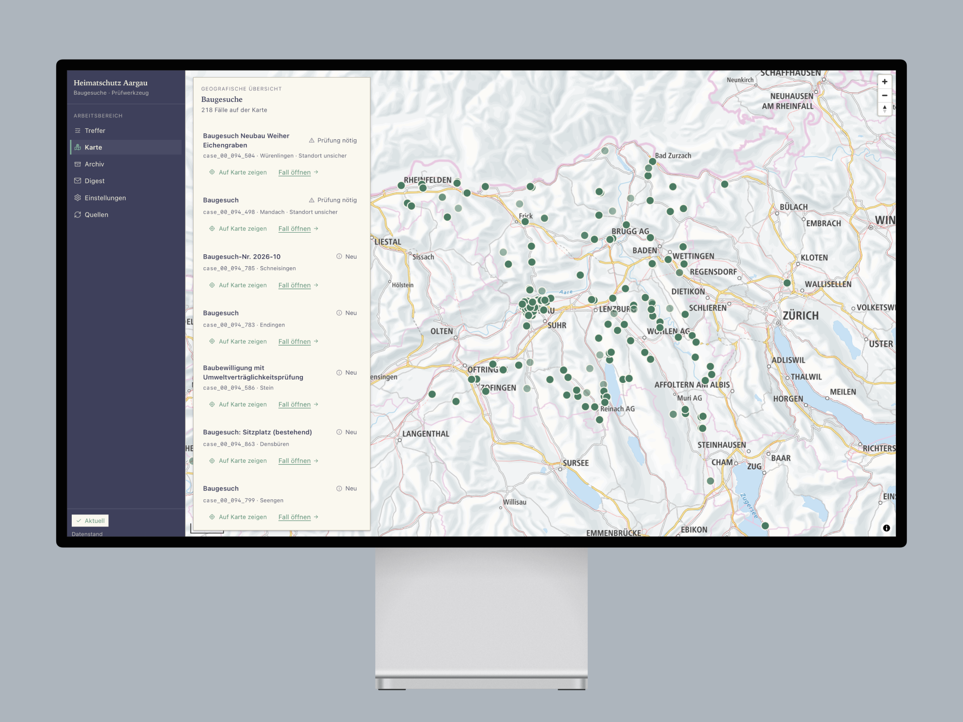 Heimatschutz Aargau — map tool for building applications